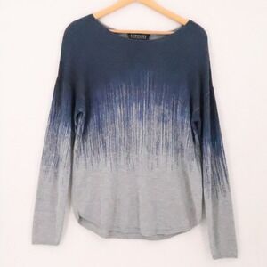 Context Ombre Dip Dye Sweater Womens Size M Blue Grey Cashmere Blend Coastal